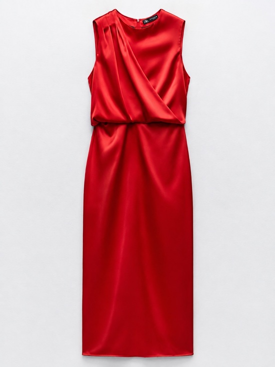 Zara Dresses & Skirts - ZARA Red Draped Sleeveless Maxi Dress NWT Size L Stretch Evening